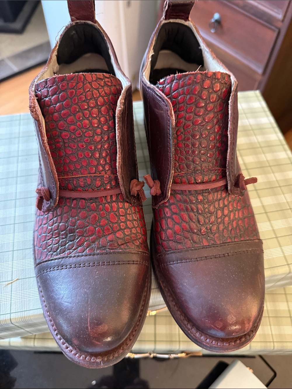 Freebird by Steven Burgundy Textured Leather Shoes Slip On 8